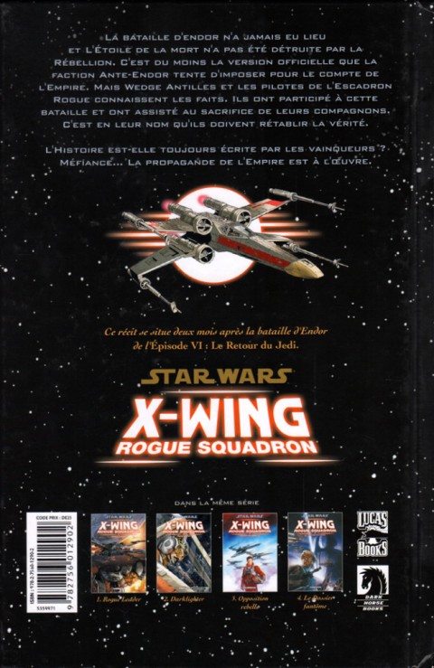 Verso de l'album Star Wars - X-Wing Rogue Squadron Tome 4 Le Dossier fantôme