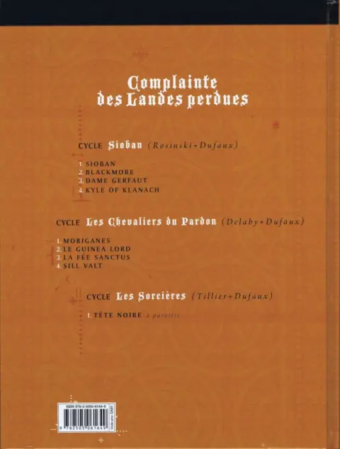 Verso de l'album Complainte des Landes perdues Les Chevaliers du Pardon Tome 4 Sill Valt