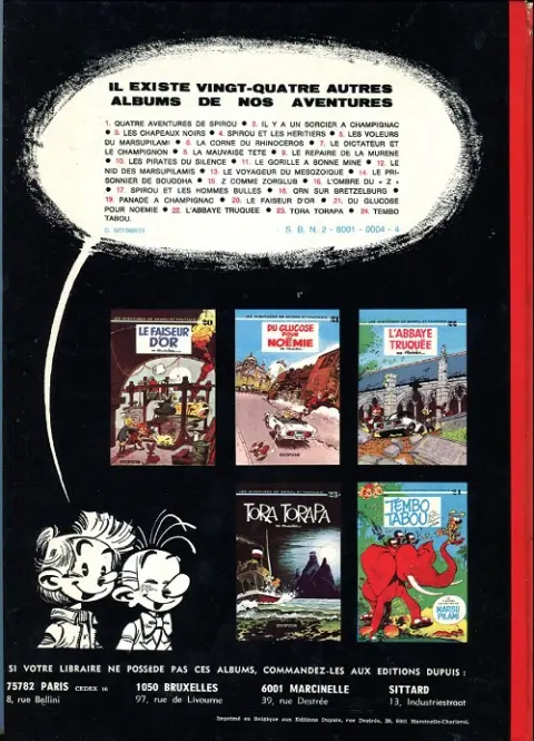 Verso de l'album Spirou et Fantasio Tome 2 Il y a un sorcier à Champignac