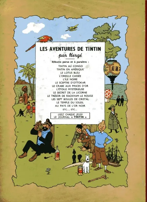 Verso de l'album Tintin Tome 2 Tintin au Congo