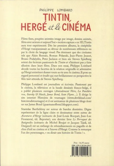 Verso de l'album Tintin, Hergé et le cinéma