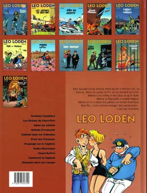Verso de l'album Léo Loden Tome 11 Diamants noirs sur canapé