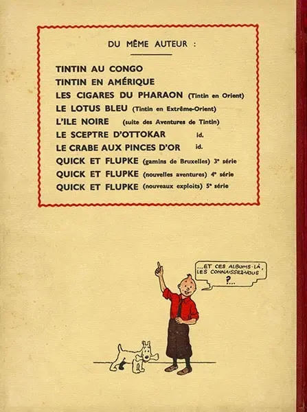 Verso de l'album Tintin Tome 6 L'oreille cassée