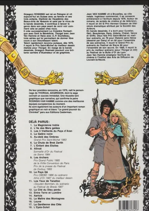Verso de l'album Thorgal Tome 14 Aaricia