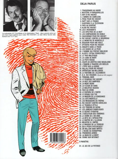 Verso de l'album Ric Hochet Tome 20 L'homme qui portait malheur