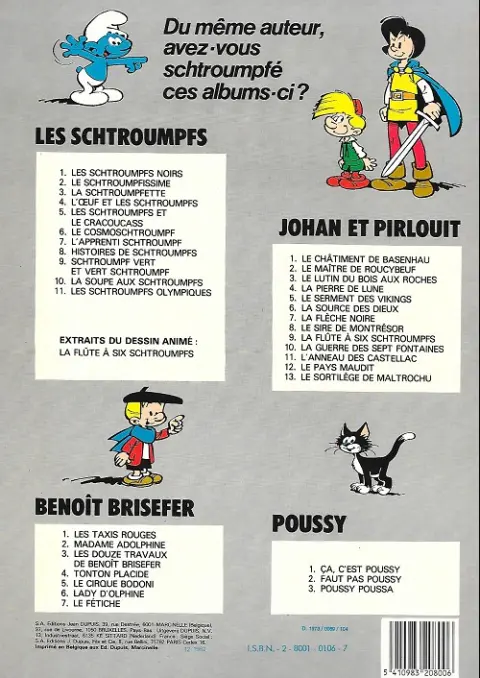 Verso de l'album Johan et Pirlouit Tome 12 Le pays maudit