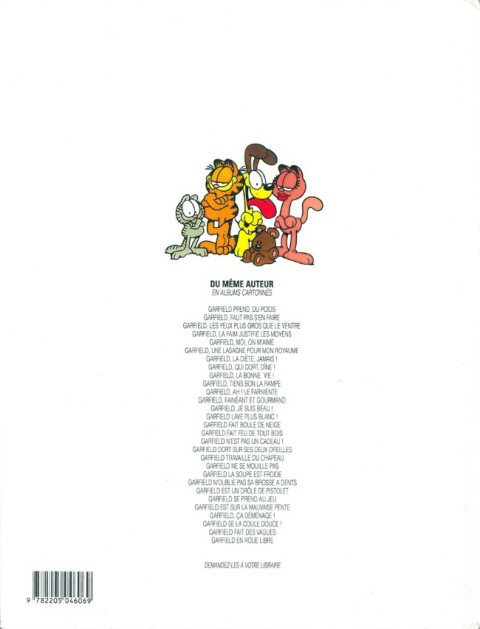 Verso de l'album Garfield Tome 25 Garfield est sur la mauvaise pente