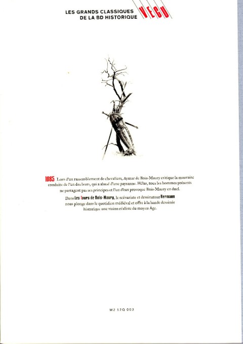 Verso de l'album Les grands Classiques de la BD Historique Vécu - La Collection Tome 4 Les Tours de Bois-Maury - Tome I : Babette