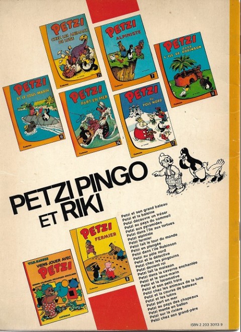 Verso de l'album Petzi Tome 13 Petzi et le détective