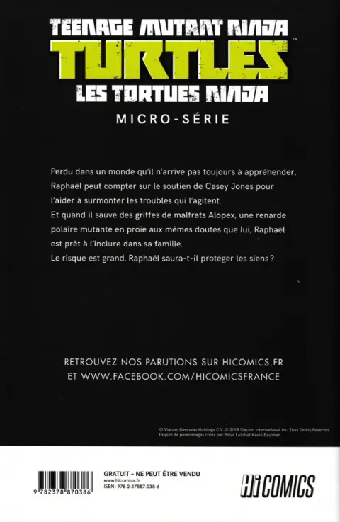 Verso de l'album Teenage Mutant Ninja Turtles - Les Tortues Ninja Raphaël