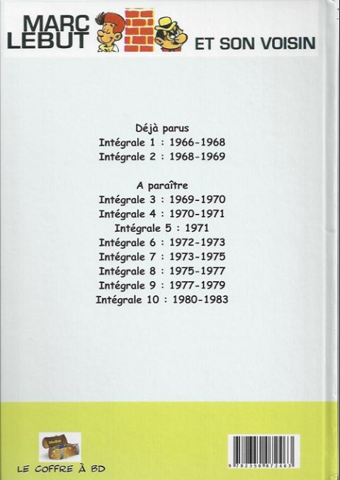 Verso de l'album Marc Lebut et son voisin Intégrale Intégrale 2 : 1968-1969