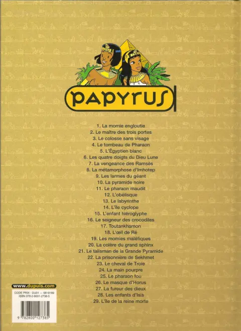 Verso de l'album Papyrus Tome 18 L'Œil de Ré