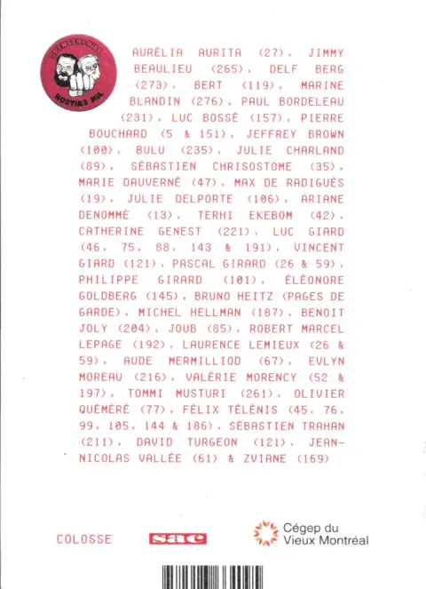 Verso de l'album bagarre
