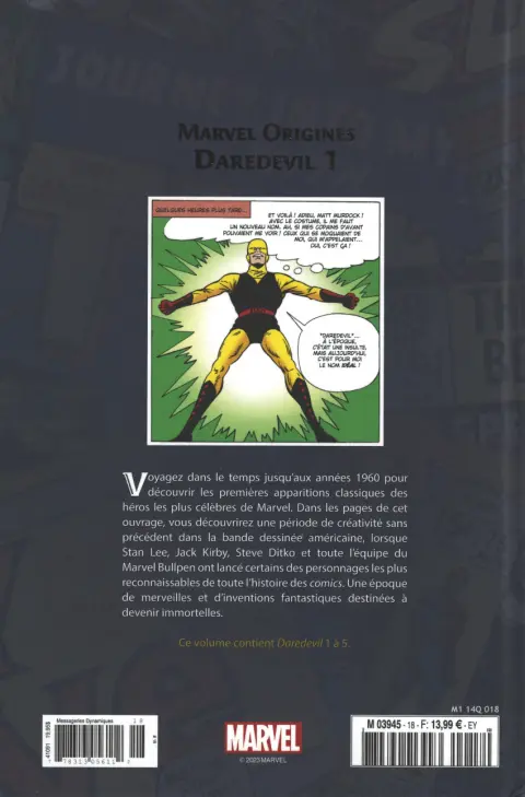 Verso de l'album Marvel Origines N° 18 Dardedevil 1