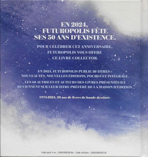 Verso de l'album Futuropolis 2024 Le programme anniversaire des 50 ans