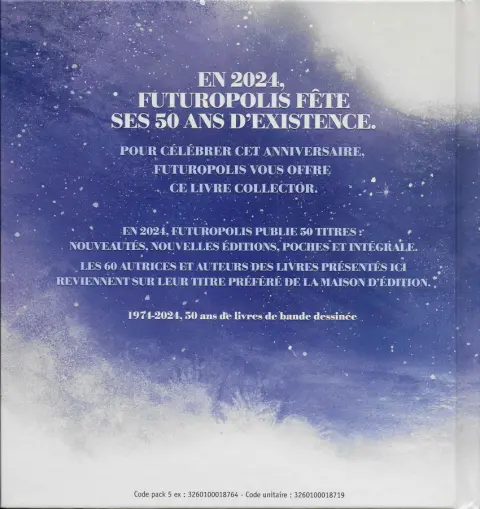 Verso de l'album Futuropolis 2024 Le programme anniversaire des 50 ans