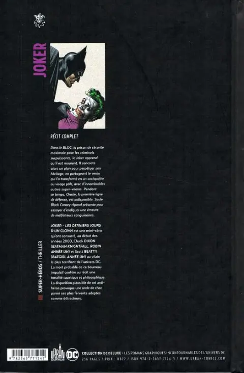 Verso de l'album Joker : Les derniers jours d'un clown