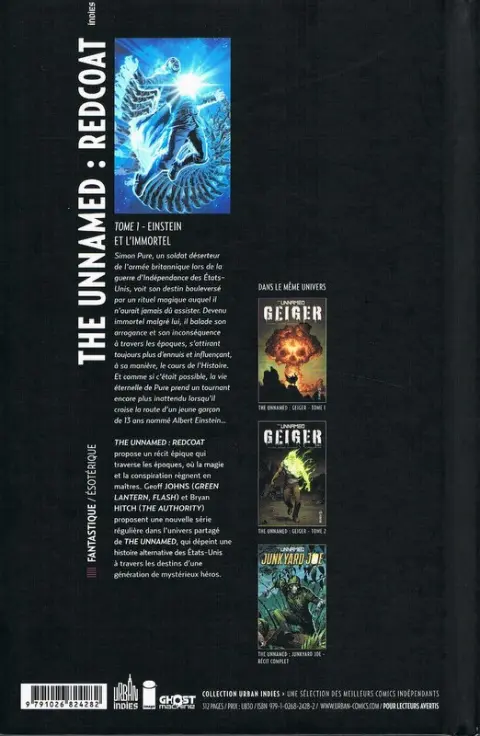 Verso de l'album The unnamed : Redcoat Tome 1 Einstein et l'immortel