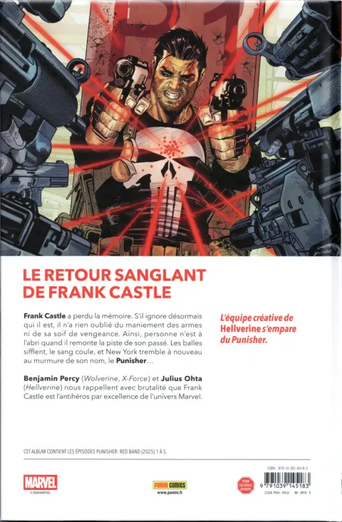 Verso de l'album The punisher Red Band 1 Hémorragie cérébrale