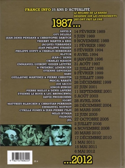 Verso de l'album Le Jour où... Tome 2 1987-2012 : France Info, 25 ans d'actualités