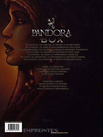 Verso de l'album Pandora Box Tome 6 L'envie