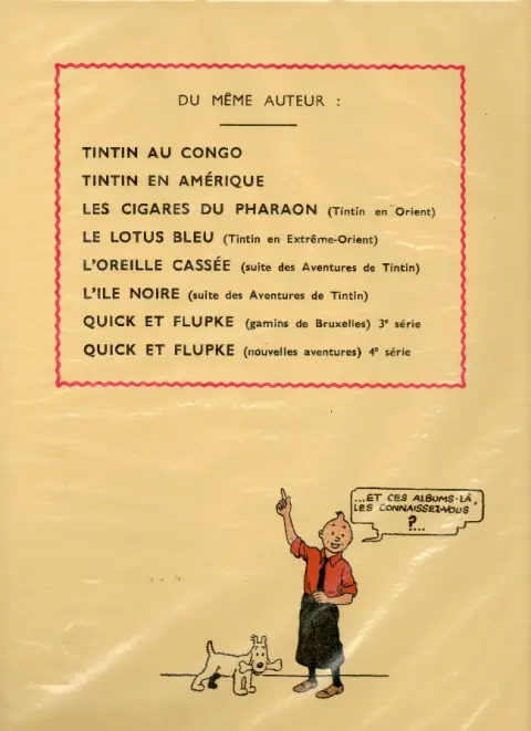 Verso de l'album Tintin Tome 8 Le sceptre d'Ottokar
