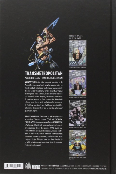 Verso de l'album Transmetropolitan Année Trois