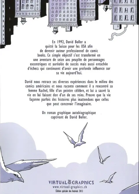 Verso de l'album Un ciel infini Tribulations d'un Suisse à New York