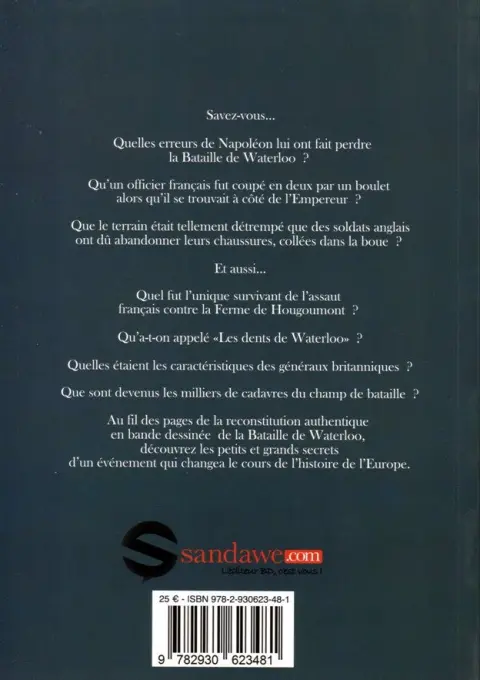Verso de l'album Waterloo Waterloo - Les SECRETS de la bataille