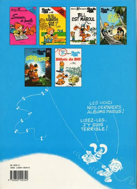 Verso de l'album Boule & Bill Tome 5 60 gags de Boule et Bill