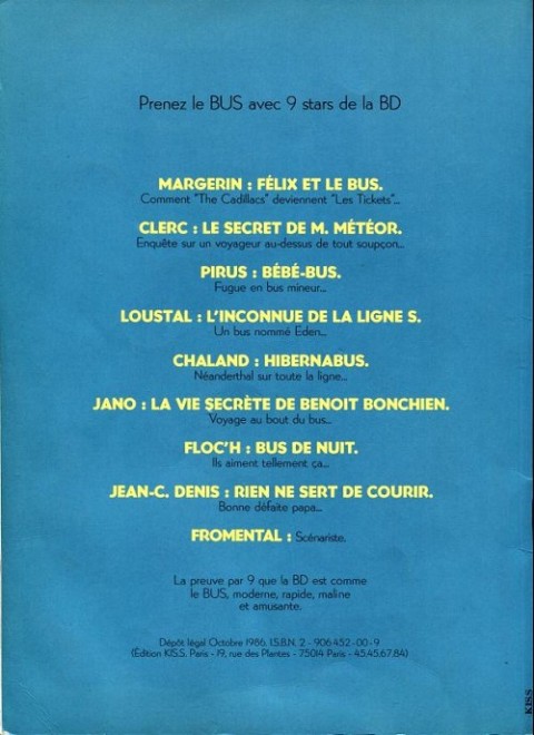 Verso de l'album Félix et le bus Semurval