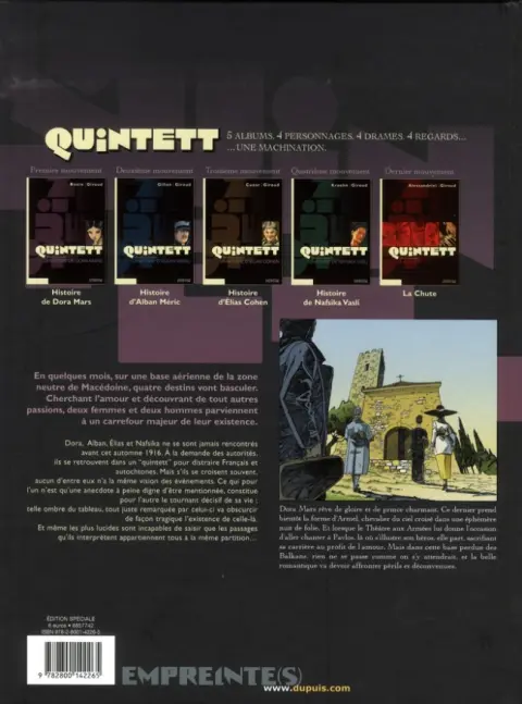 Verso de l'album Quintett Tome 1 Histoire de Dora Mars