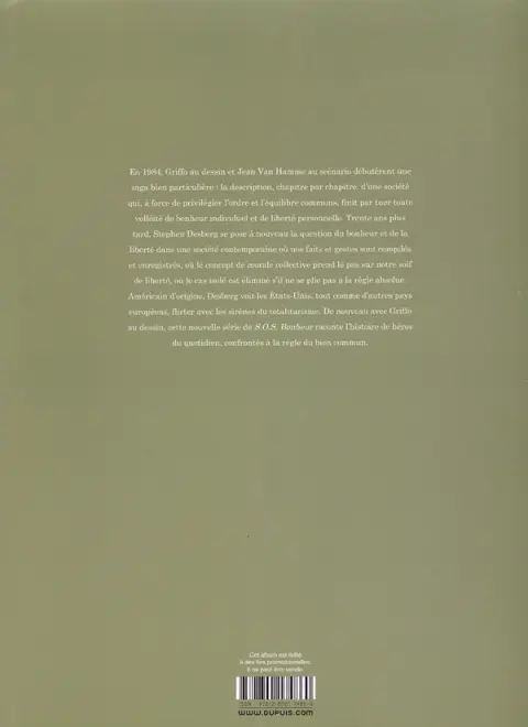 Verso de l'album S.O.S. Bonheur Saison 2 Volume 1