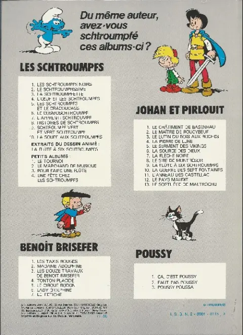 Verso de l'album Les Schtroumpfs Tome 6 Le cosmoschtroumpf
