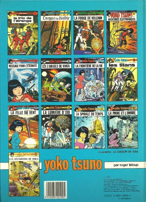 Verso de l'album Yoko Tsuno Tome 4 Aventures électroniques