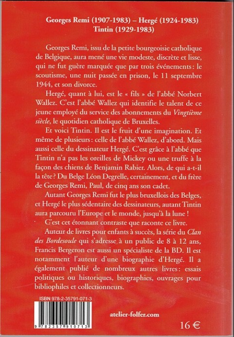 Verso de l'album Hergé, le voyageur immobile