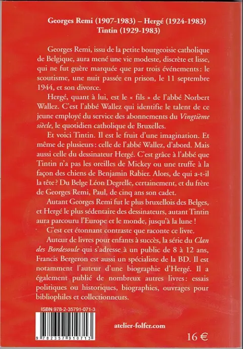 Verso de l'album Hergé, le voyageur immobile