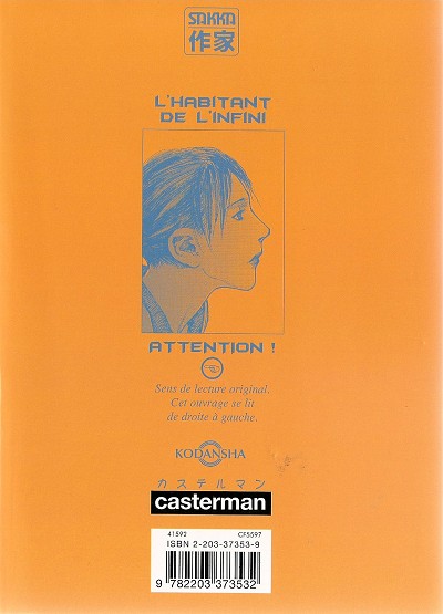 Verso de l'album L'Habitant de l'infini 11