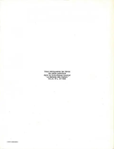 Verso de l'album Lucky Luke La ballade des Dalton