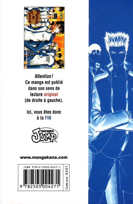 Verso de l'album Prince du tennis Tome 22