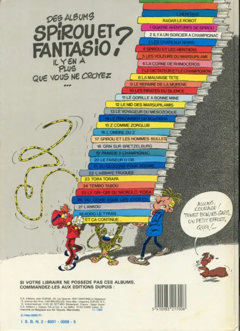 Verso de l'album Spirou et Fantasio Tome 7 Le dictateur et le champignon