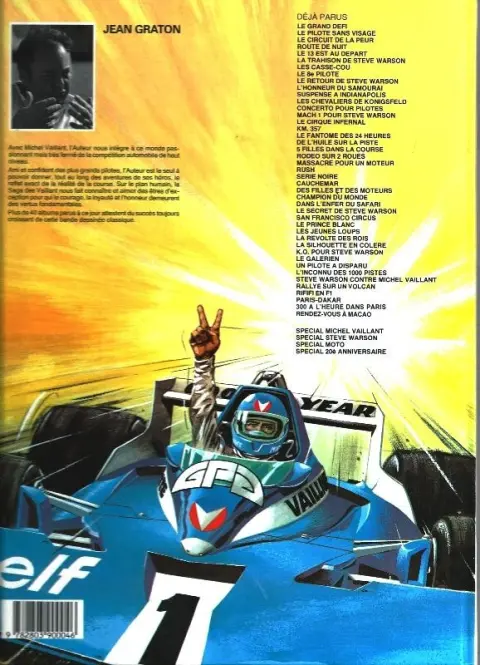 Verso de l'album Michel Vaillant Tome 34 K.O. pour Steve Warson