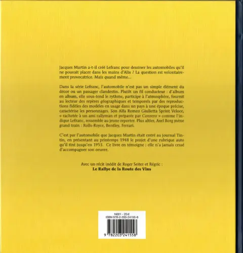 Verso de l'album Lefranc Les Voitures de Lefranc