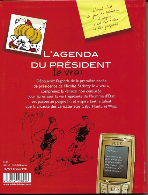 Verso de l'album L'agenda du président le vrai