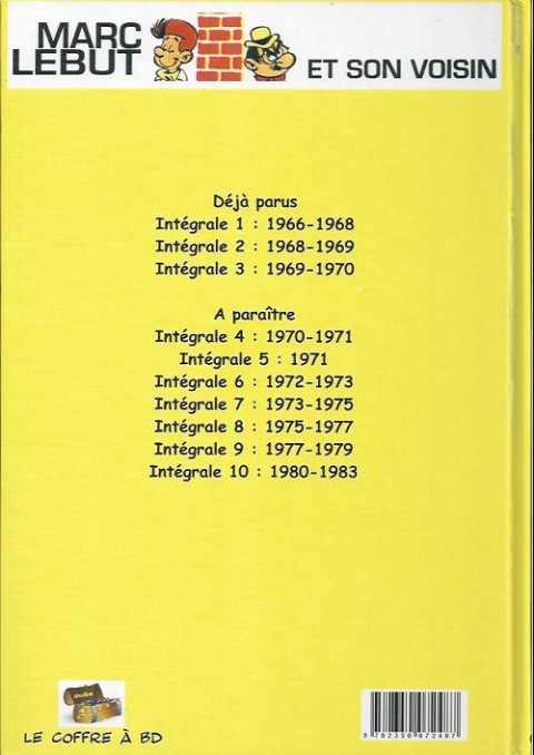 Verso de l'album Marc Lebut et son voisin Intégrale Intégrale 3 : 1969-1970