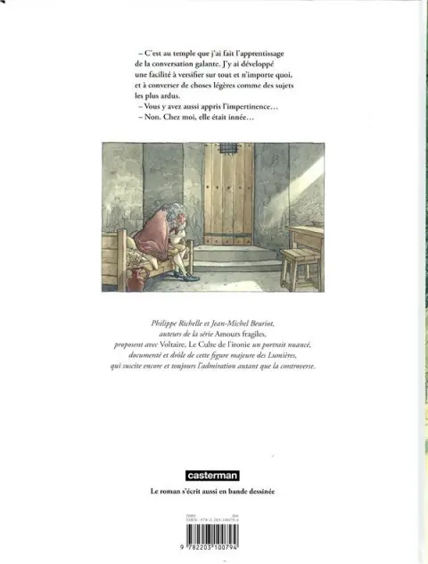 Verso de l'album Voltaire - Le culte de l'ironie