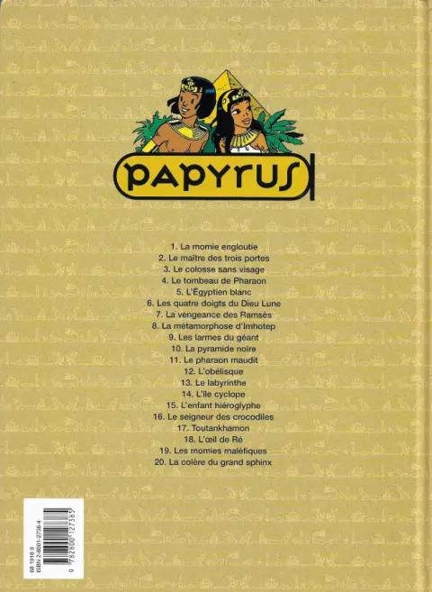 Verso de l'album Papyrus Tome 18 L'œil de Ré
