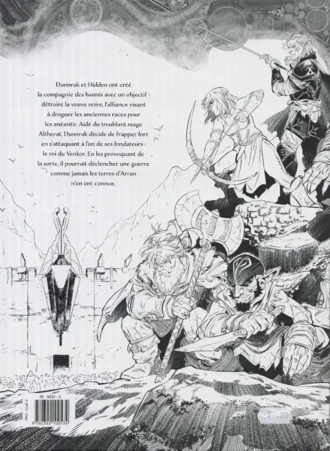 Verso de l'album Les Terres d'Arran : Guerres d'Arran 1 La Compagnie des bannis