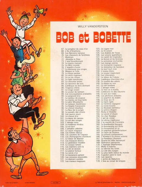 Verso de l'album Bob et Bobette Tome 72 Jeromba le Grec