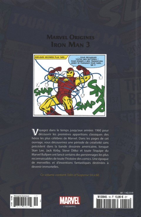 Verso de l'album Marvel Origines N° 19 Iron Man 3